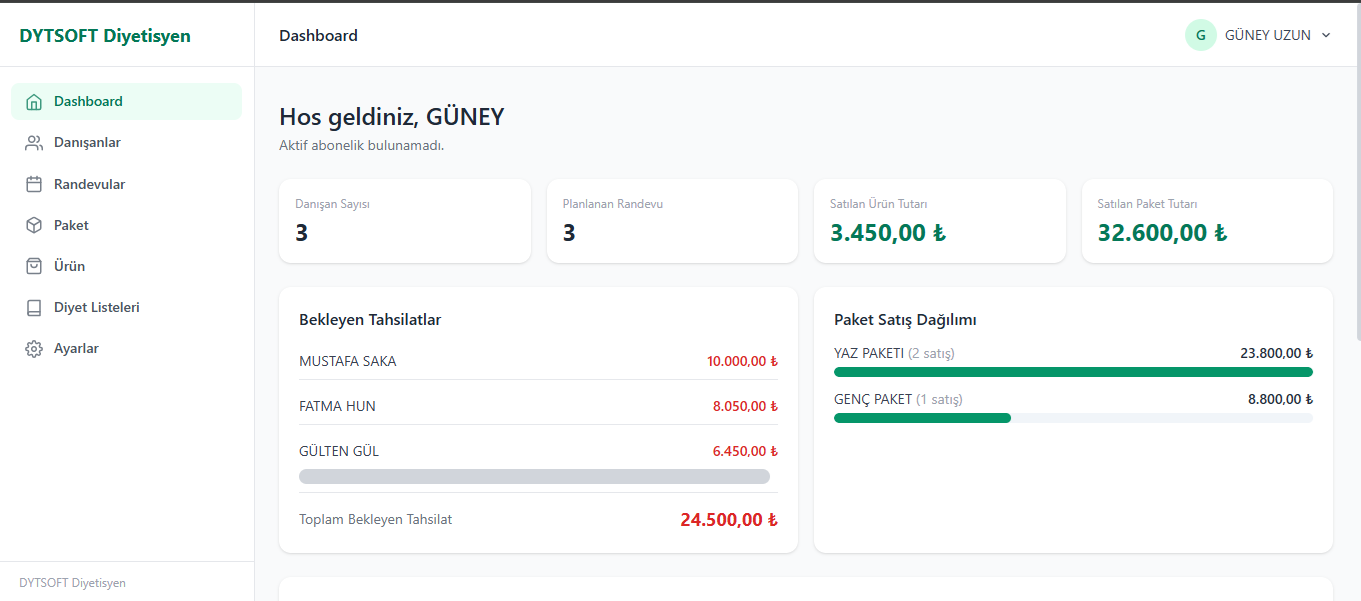 Diyetisyen Acenta Programı Ekran Görüntüsü
